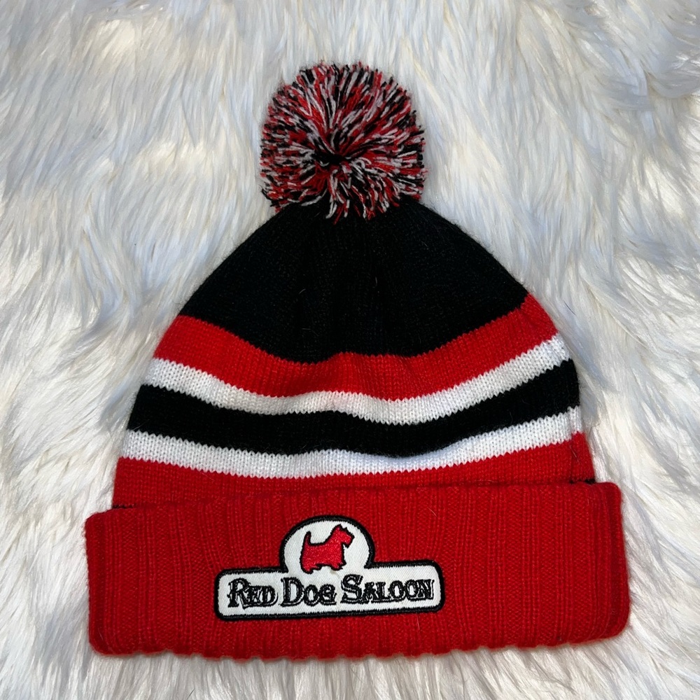Red Dog Saloon in Juneau Alaska Ribbed Pompom Beanie